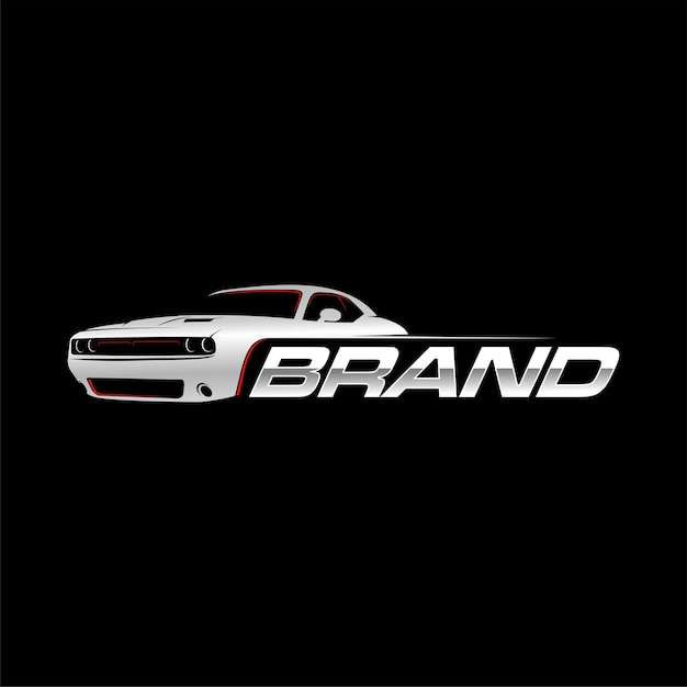 Muscle car logo with black background