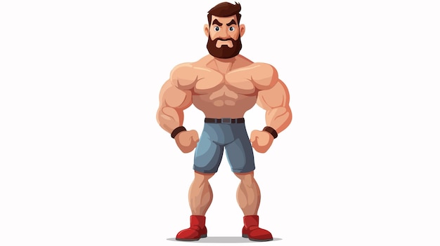 Vector muscle man front view cartoon vector illustration