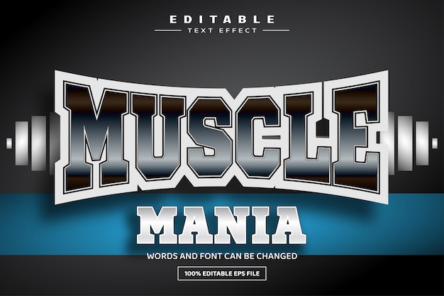 Muscle mania 3D editable text effect template