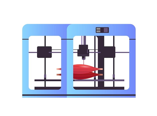 muscle model prints on 3d bio printer medical printing of human transplantation organ biological engineering bioprinting concept horizontal vector illustration