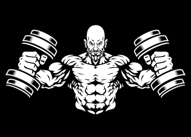 Muscle Old bodybuilder mascot logo