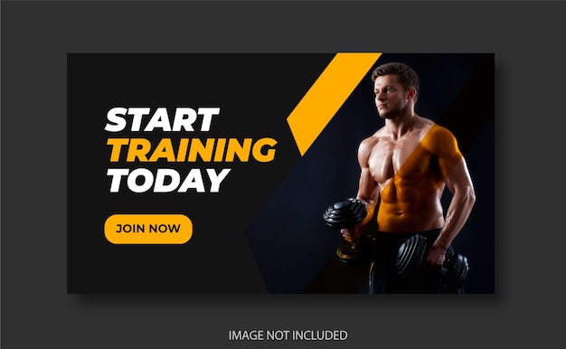 muscle toning fitness workout youtube thumbnail and web banner template