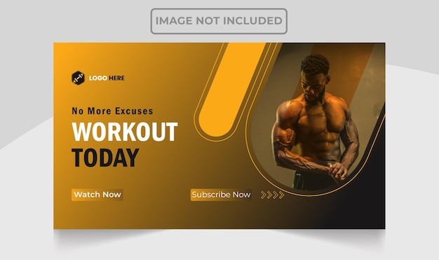 Muscle toning youtube thumbnail fitness gym and workout design editable template.