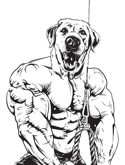 Muscular dog vector illustration in training