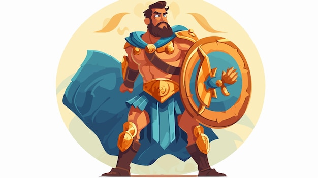 Vector muscular gladiator cartoon illustration