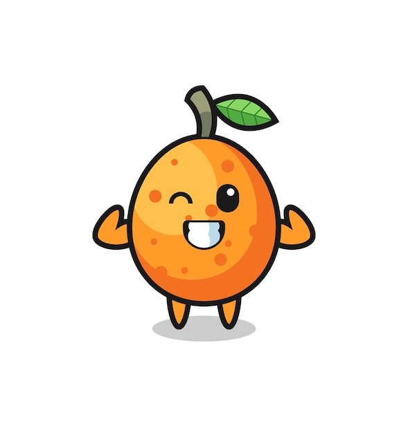 The muscular kumquat character is posing showing his muscles , cute style design for t shirt, sticker, logo element