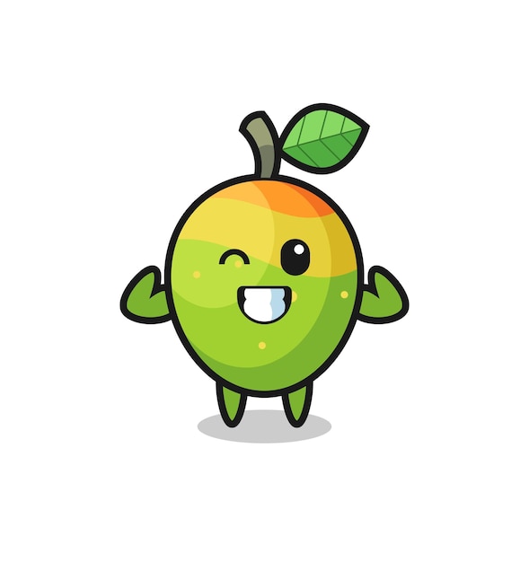 The muscular mango character is posing showing his muscles , cute style design for t shirt, sticker, logo element