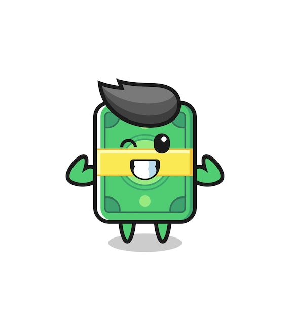 The muscular money character is posing showing his muscles , cute style design for t shirt, sticker, logo element