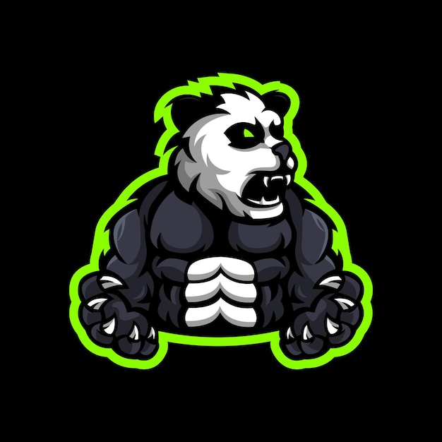 muscular panda mascot logo design