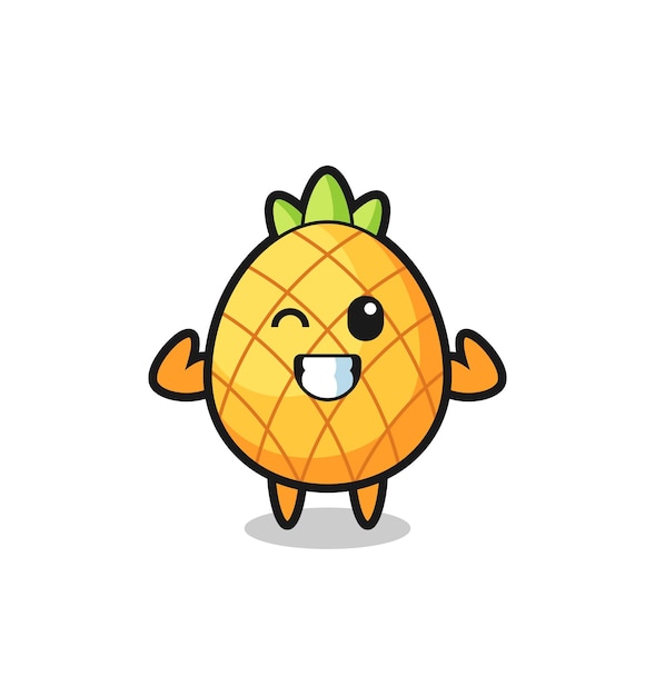 The muscular pineapple character is posing showing his muscles , cute style design for t shirt, sticker, logo element