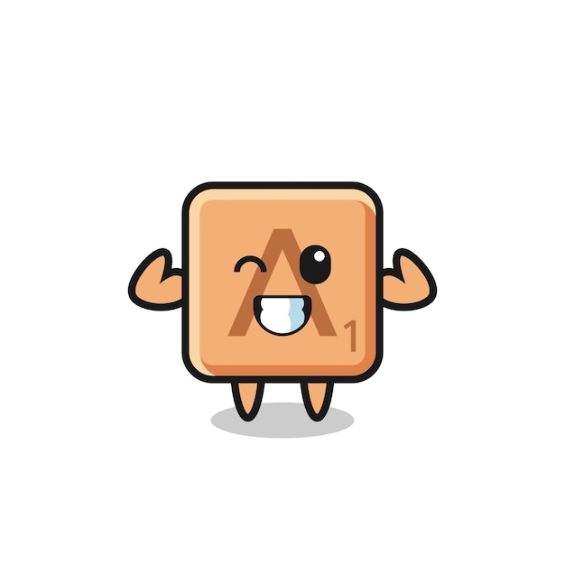 The muscular scrabble character is posing showing his muscles cute design