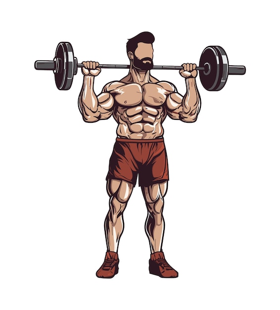 A muscular strong male bodybuilder dumbbells