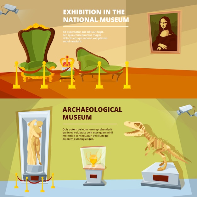 Vector museum exhibition banners set