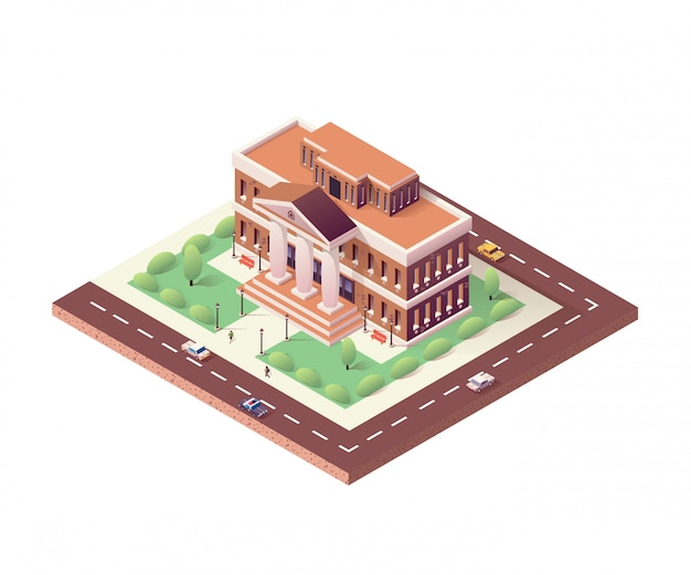 Museum, Isometric building Illustration