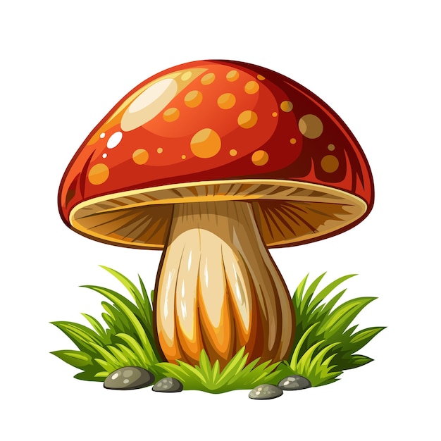 mushroom art drawn for decor on white background