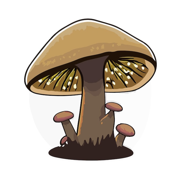 Mushroom cartoon drawing isolated on white vector illustration