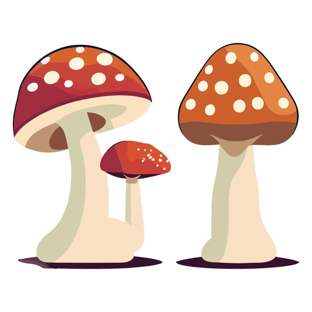 Mushroom cartoon drawing isolated on white vector illustration