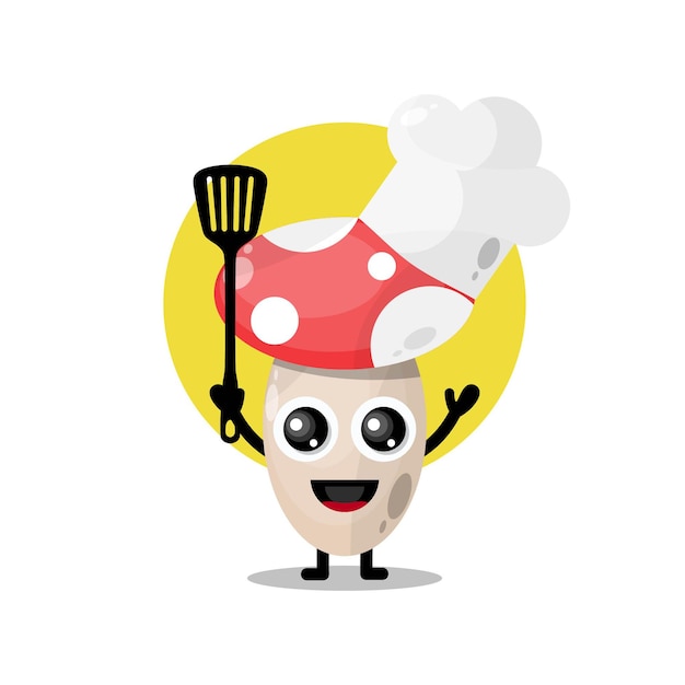 Mushroom chef cute character mascot