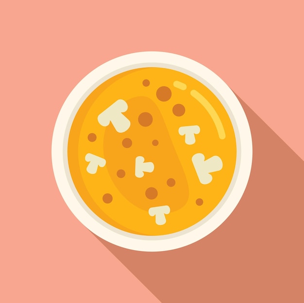 Mushroom cream soup icon flat vector Lunch supper