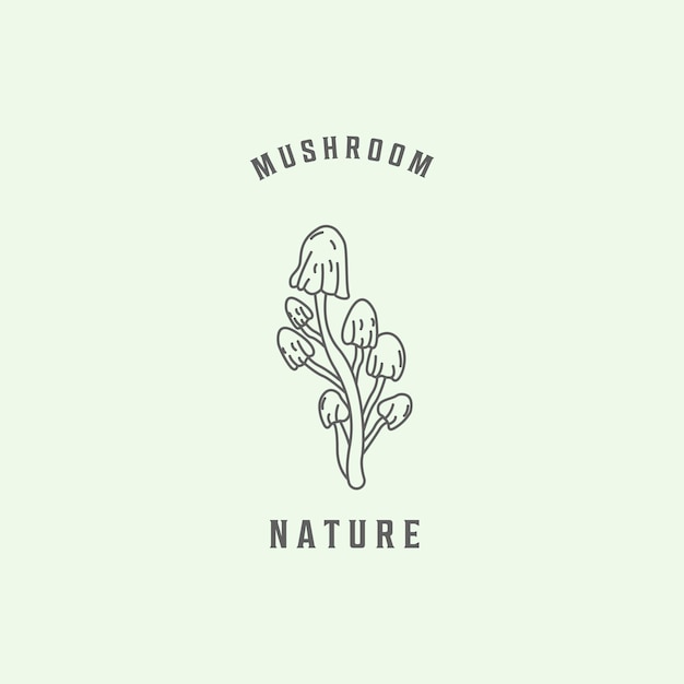 Mushroom food logo line art vector design vector minimalist