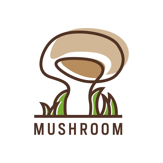 Mushroom Fungi Nature Line Outline Icon Logo Design