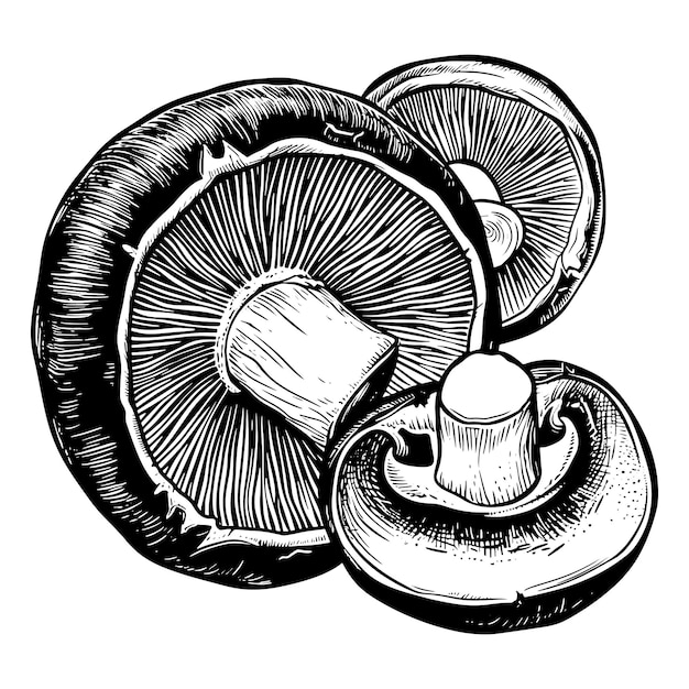 Vector mushroom hand drawn engraving style vector illustration