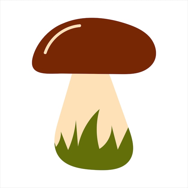 Mushroom in hand drawn style with grass