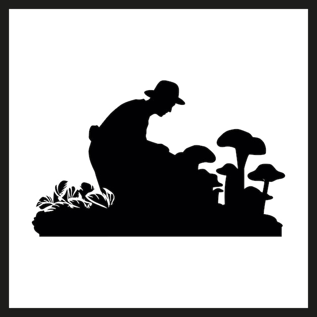 Mushroom harvest black Silhouette vector