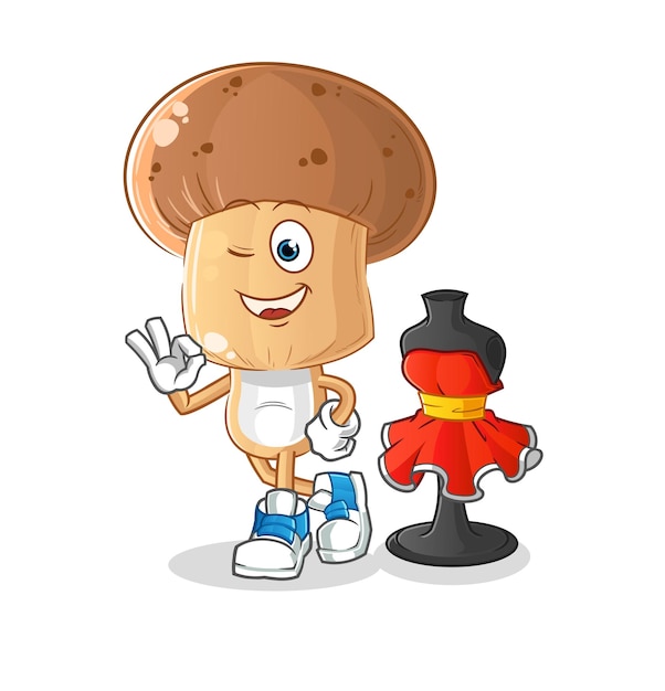 Mushroom head cartoon fashion designer vector cartoon character