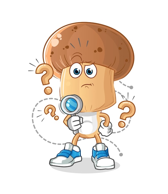 Mushroom head cartoon searching illustration. character vector