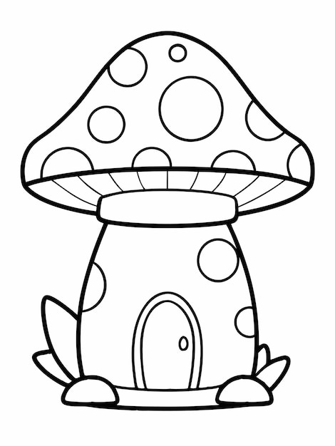 Vector mushroom house colouring book pages for children and adults with vector design