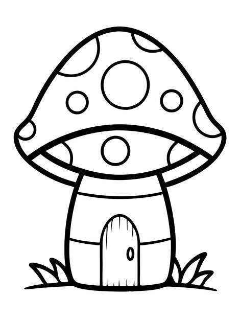 Vector mushroom house colouring book pages for children and adults with vector design