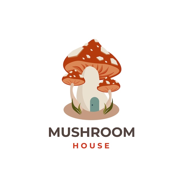 Mushroom House Vector Illustration Logo