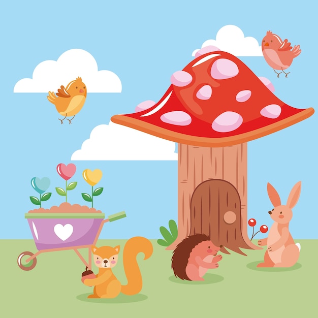 Mushroom house vector