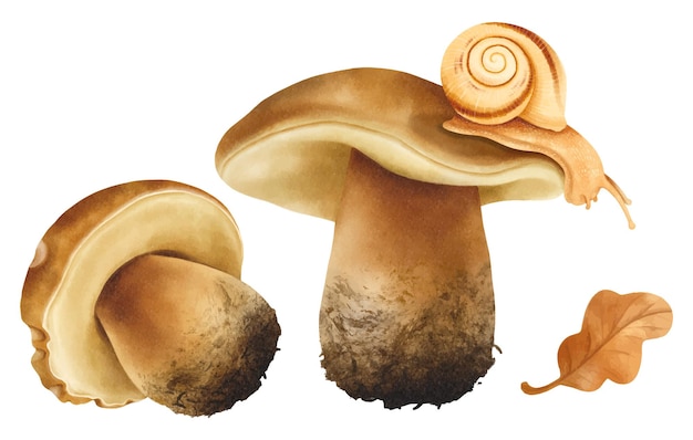 Mushroom illustration watercolor style collection