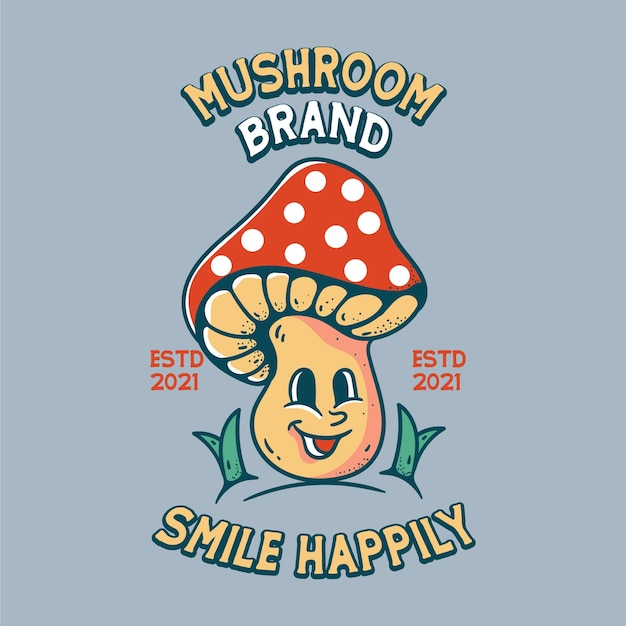 Mushroom illustration With Skull Classic Vintage Retro Design for t shirts