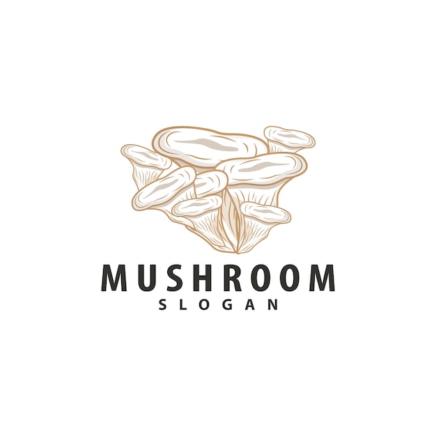 Mushroom Logo Retro Minimalist Design Food Vector Mushroom Plant Icon Illustration Symbol