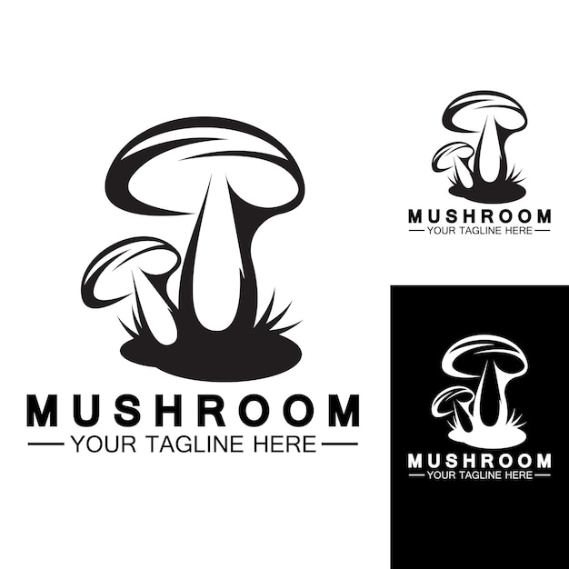 Mushroom Logo Vector Simple Modern or Agriculture Organic Food Design Template