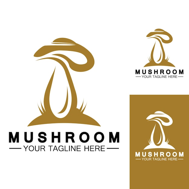 Mushroom Logo Vector Simple Modern or Agriculture Organic Food Design Template