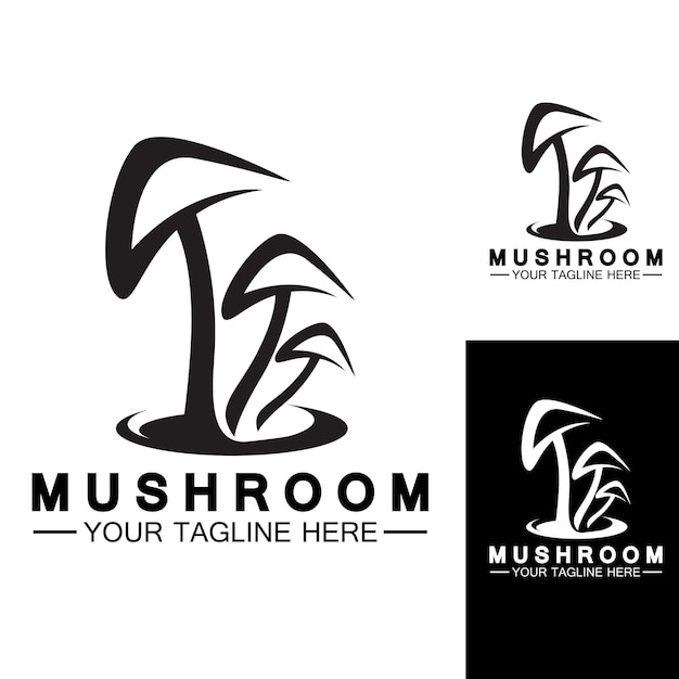 Mushroom Logo Vector Simple Modern or Agriculture Organic Food Design Template