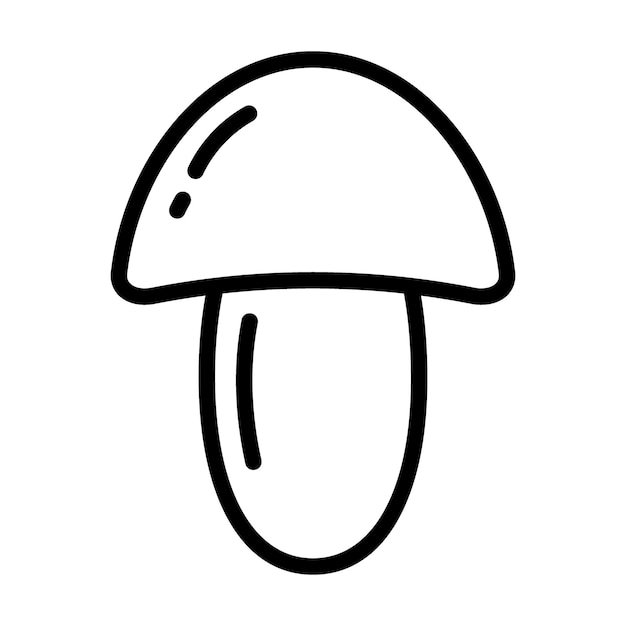 Mushroom outline drawing in minimalistic style logotype cards sticker icon design concept isolate