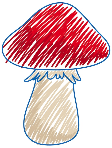 Mushroom in pencil colour sketch simple style