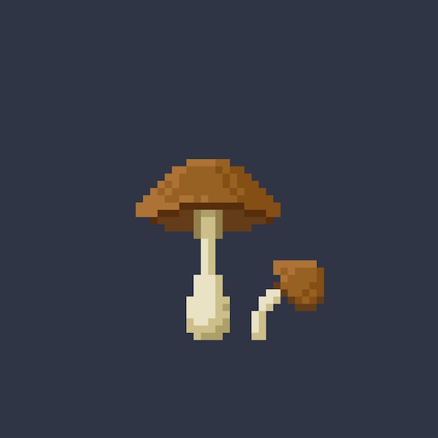 Vector mushroom plant in pixel art style