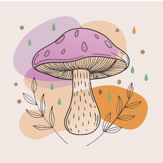 mushroom under rain vector illustration line circuit