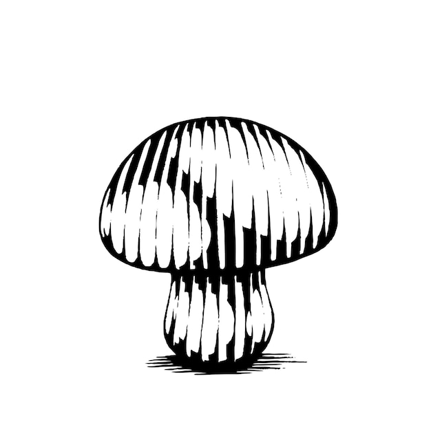 Mushroom Scratchboard Engraved Vector