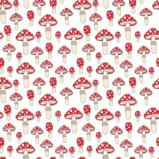 Mushroom seamless pattern Amanita Muscaria pattern design for textile wrapping paper