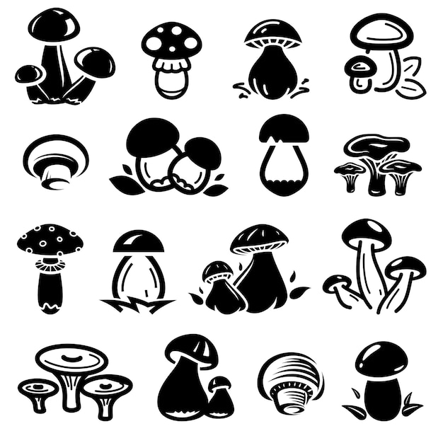 Mushroom set Collection icon mushrooms Vector