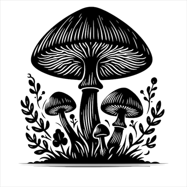 Mushroom silhouette vector illustration on white background