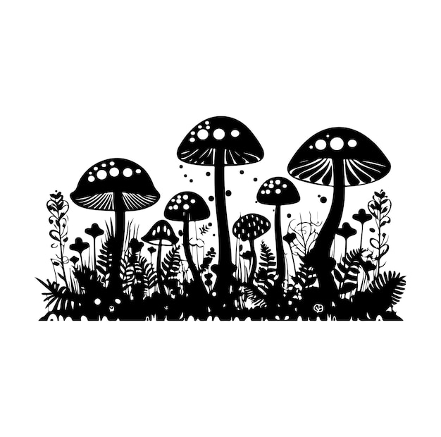 Mushroom silhouette Vector On White Background