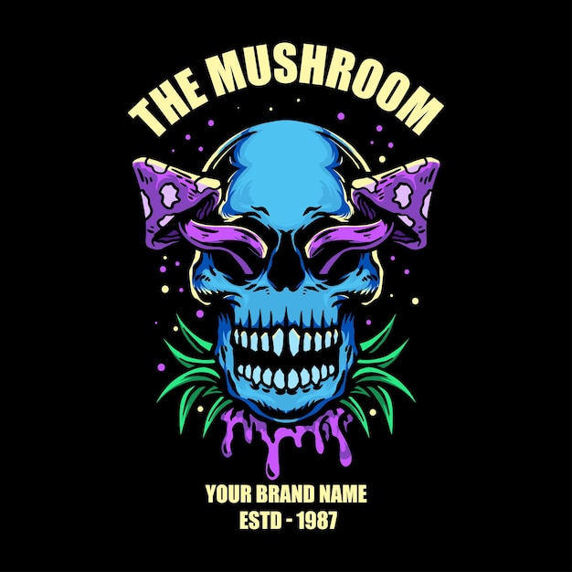 Mushroom skull vector illustration